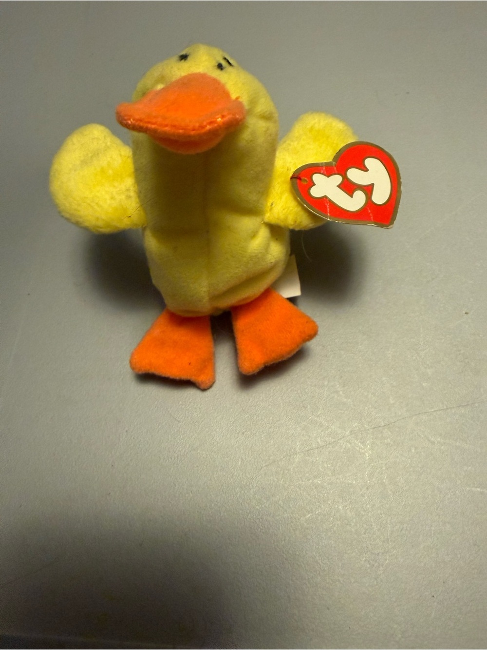 TY Yellow Duck Plush with Orange Beak and Feet